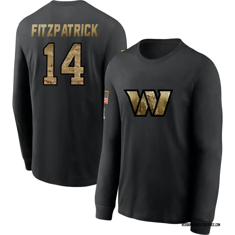 Youth Ryan Fitzpatrick Washington Commanders Black 2020 Salute To Service Sideline Performance Long Sleeve T-Shirt