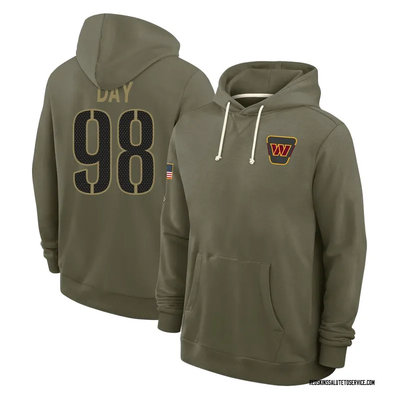 Youth Sheldon Day Washington Commanders Olive 2025 Salute to Service Hoodie
