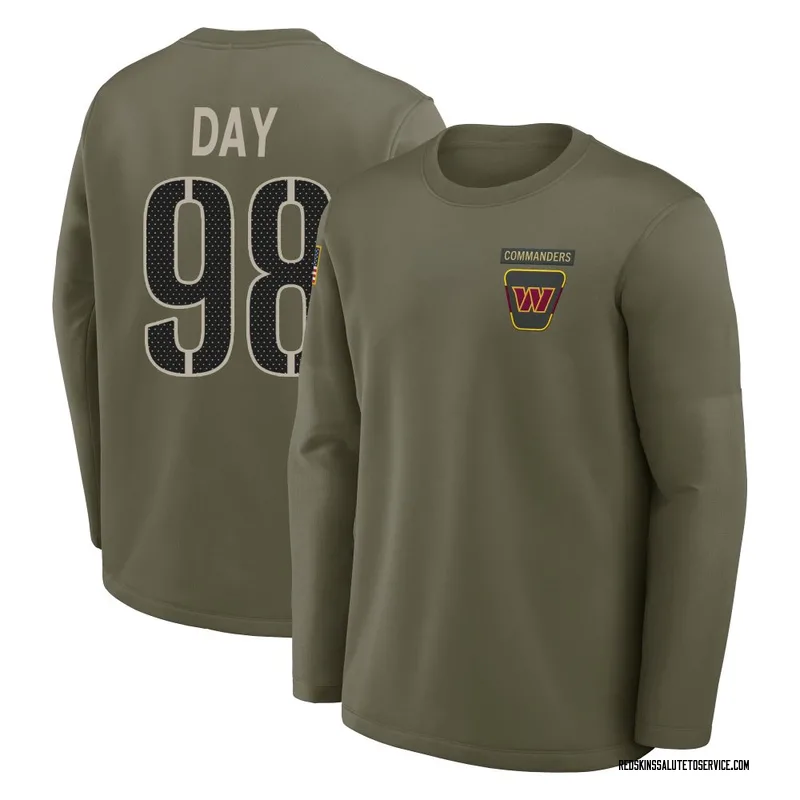 Youth Sheldon Day Washington Commanders Olive 2025 Salute to Service Sideline Coaches Long Sleeve T-Shirt