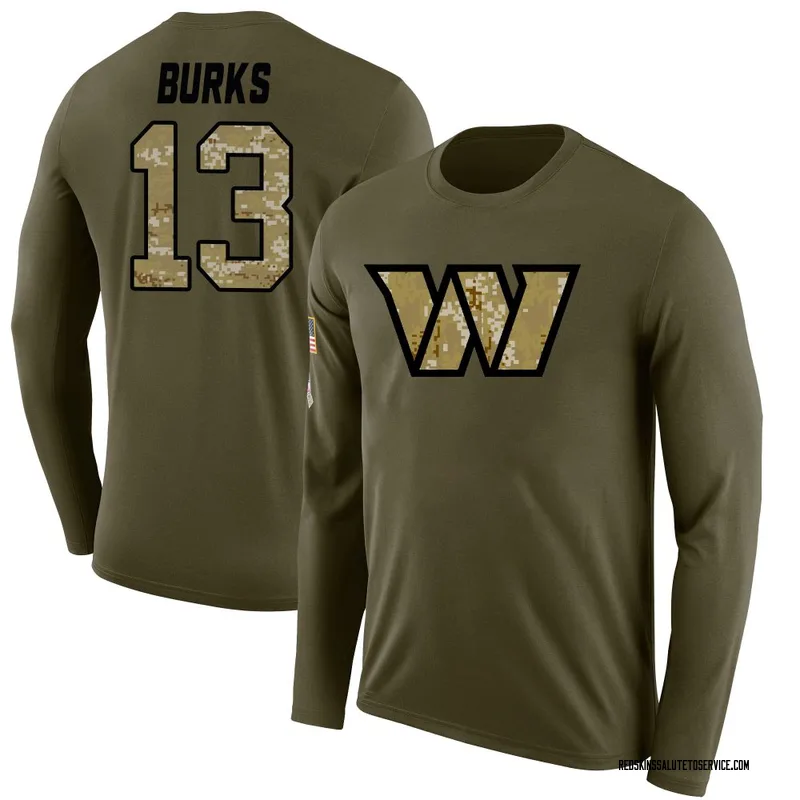 Youth Treylon Burks Washington Commanders Legend Olive Salute to Service Sideline Long Sleeve T-Shirt