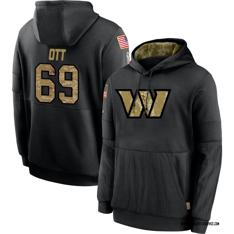 Youth Tyler Ott Washington Commanders Black 2020 Salute to Service Sideline Performance Pullover Hoodie